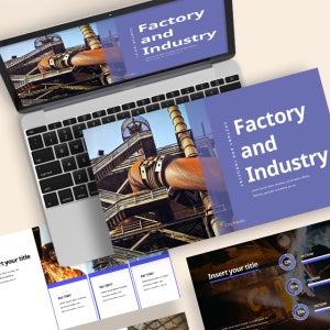 공장과 산업 파워포인트 PPT 템플릿 (기계. 제조업, 엔지니어, IT, 기술)