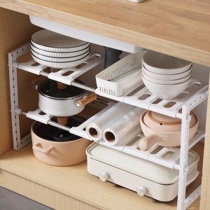 싱크대하부장정리 주방선반 길이조절 선반 싱크대 정리대