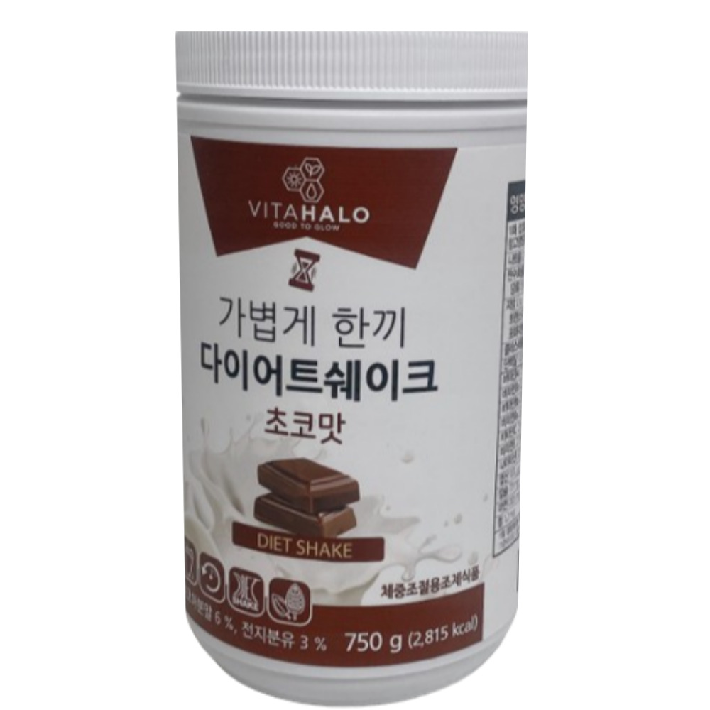 <b>비타할로</b> 다이어트 쉐이크 초코맛 750g 식사대용 단백질보충제 간식 <b>체중</b>조절용