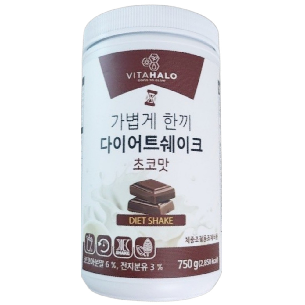<b>비타할로 다이어트</b> 쉐이크 초코맛 750g 식사대용 단백질보충제 간식 체중조절용