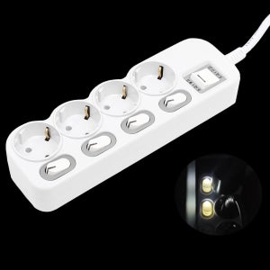 국산 개별 스위치 멀티탭 4구 1.5M 접지 과부하차단 납작플러그 큐브탭 고용량 4000W