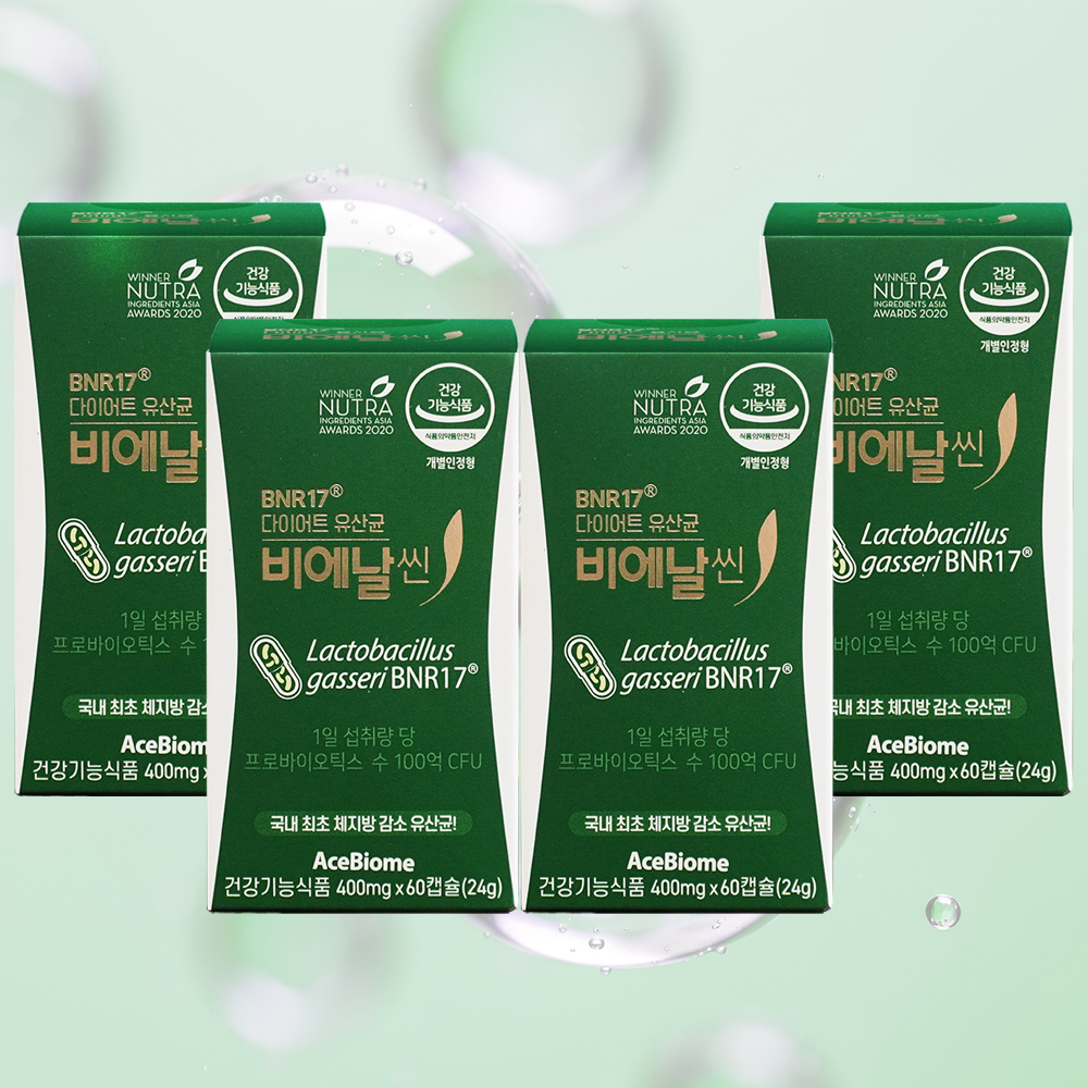 BNR17유산균 다이어트 모유유래 김희선 비에날씬 60캡슐, 4개