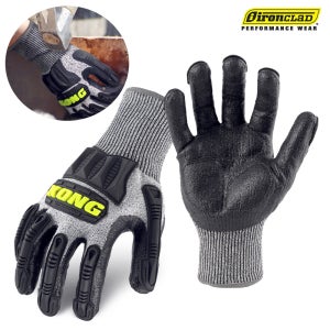 Ironclad 충격/절단방지 안전장갑 KONG knit-cut 미끄럼방지 손가락/손등보호-TPR패드 작업장갑