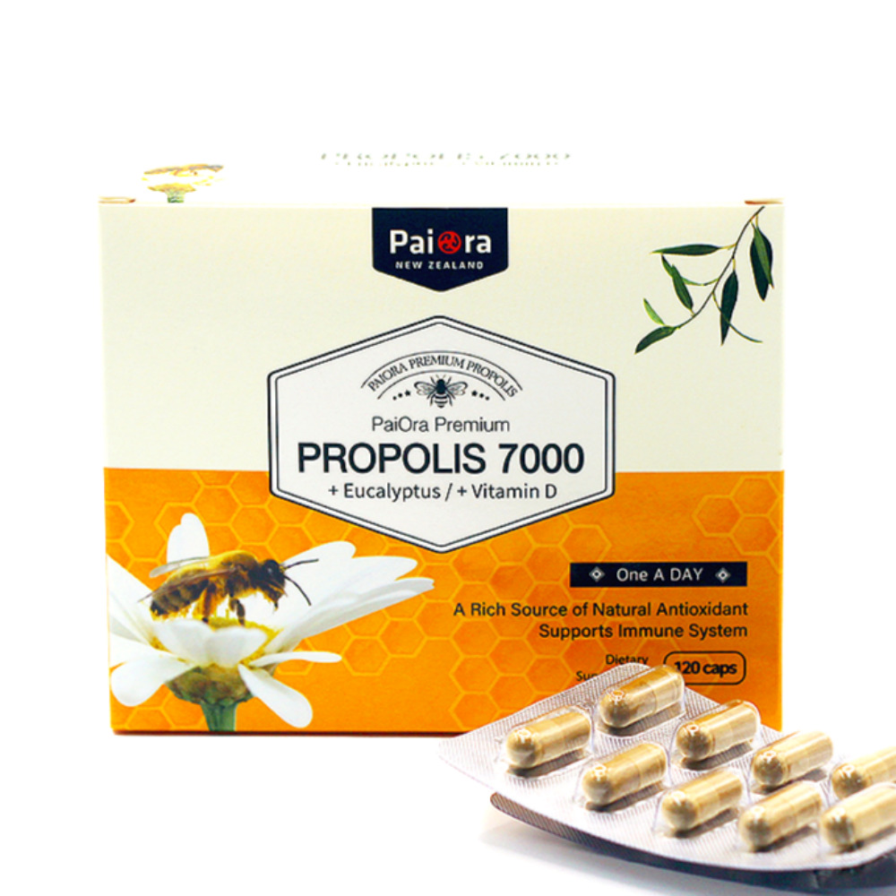 뉴질랜드 <b>프로폴리스</b> 7000mg 120캡슐 4개월 유칼립투스 원액 플라보노이드