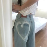 heart denim pants