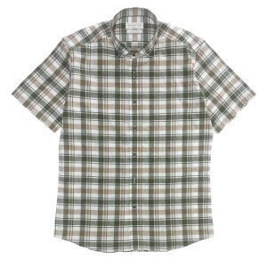 슬림 맨하탄 린넨 체크 셔츠 카키