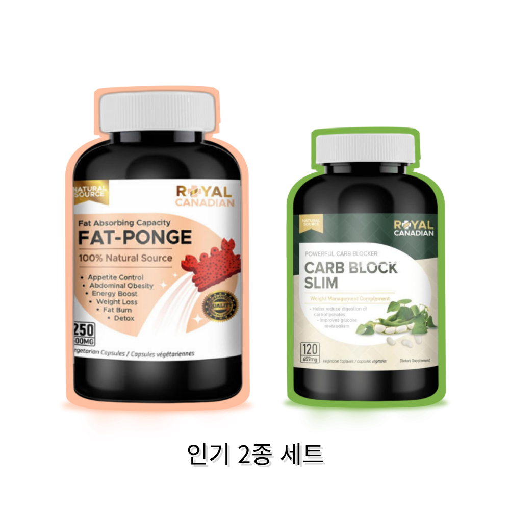 [<b>팻폰지</b> 250+카보블록 120] 로얄캐네디언 슬림 2종 세트 370캡슐, 1개