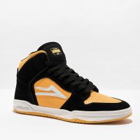 남성 스니커즈 - Lakai Telford Black & Yellow Suede High Top Skate Shoes