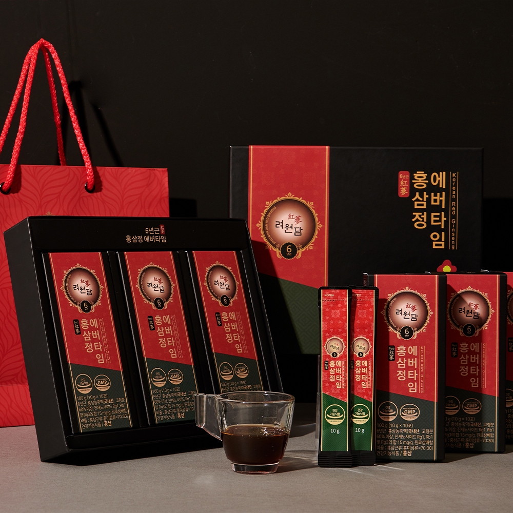 <b>려원담</b> 6년근 홍삼정 에버타임 30포+쇼핑백 300g, 1개