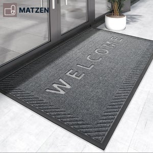 웰컴 격자 업소용 현관 매트 발판 깔판 신발털이 아파트 출입구 차콜 60x90