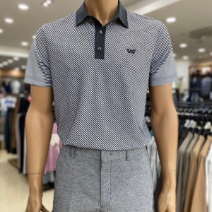 인디안 웰메이드 남성 여름 스트라이프 반팔 골프 티셔츠 3M 2429