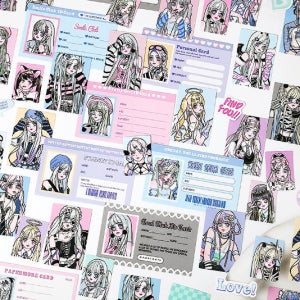 마녀 학생증 빈티지 데코 다꾸 조각 스티커 마음 속 인사 3D2