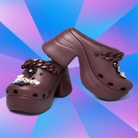 Crocs 크록스 사이렌 체인 클로그 키높이 샌들 슬리퍼 다크 체리