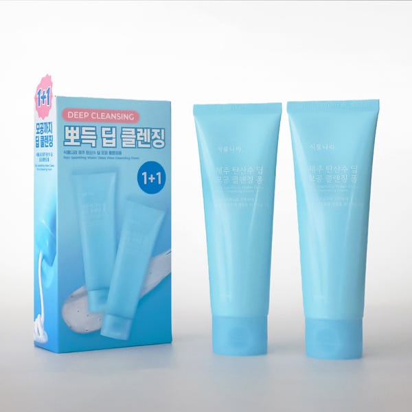 1+1 식물나라 제주 탄산수 딥 모공 클렌징폼
