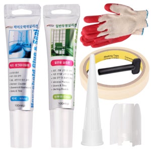 욕실 실리콘 노즐 강력접착 방수 화장실 보수용 일대일실리콘혼합세트