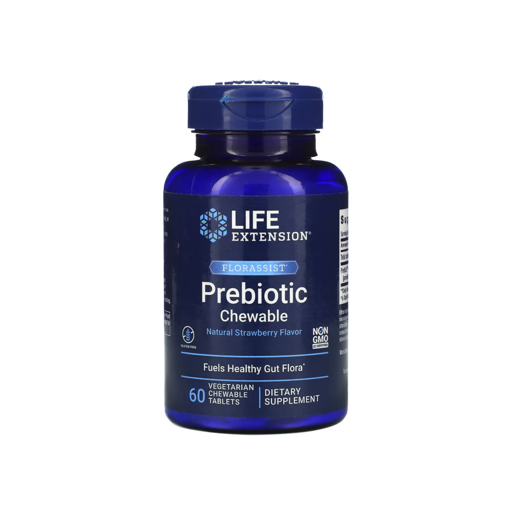 라이프익스텐션 FLORASSIST <b>프리바이오틱 츄어블</b> 딸기 맛 츄어블 정제 60정