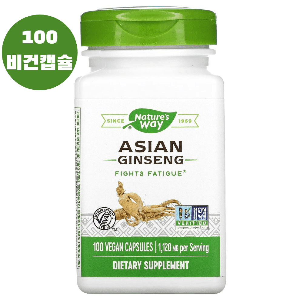 <b>네이쳐스웨이</b> 아시안 진생 인삼 1120mg 100 비건 캡슐