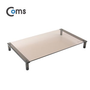 Coms KMH61C 모니터 받침대 스탠드 1단 (620mm x 309mm), 블랙프레임 브론즈유리 유리볼트형