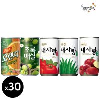 미니 캔음료 음료수 웅진 고칼슘오렌지 초록매실 알로에 토마토 사과 180ml 30캔6개씩