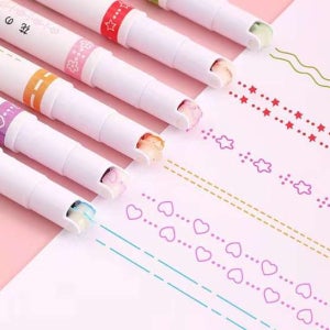 선긋기 펜 롤러펜 귀여운 라인펜 6pcs