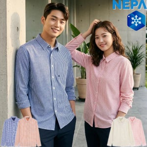 네파 시어서커 등산남방 긴팔티 남자 여자 체크셔츠 아웃도어