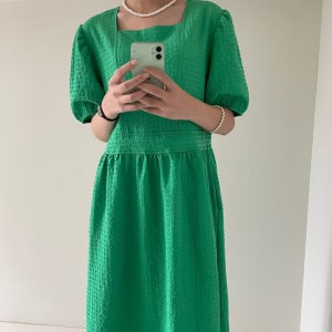 여자여자몰 엠보지지미 허리스트랩 수박색그린 여름롱원피스 시원한 편안한원피스 휴가