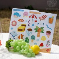 어린이 여름 비닐가방 부채 꾸미기재료 투명스티커 10인 활동 초1 인지능력 놀이 장식품