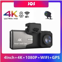 차량용 DVR 대시 캠 비디오 레코더, 울트라 HD 2160P, 소니 IMX 415, GPS 트랙, 와이파이, 나이트 비전, 1080P 후면 카메라, 4 인치, 4K