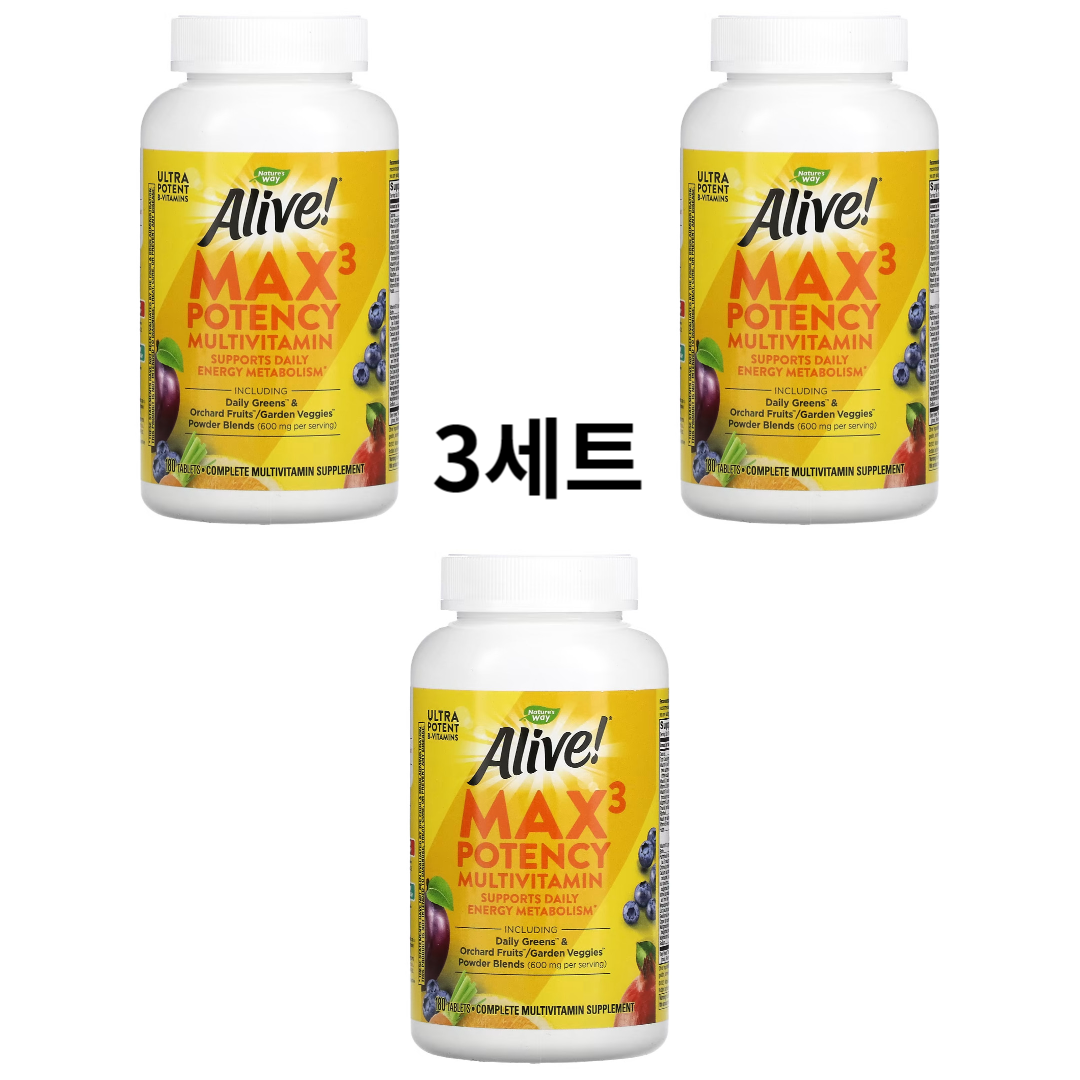 <b>네이쳐스웨이</b> 얼라이브 맥스3 데일리 맥스 포텐시 멀티-비타민 180 정 3세트