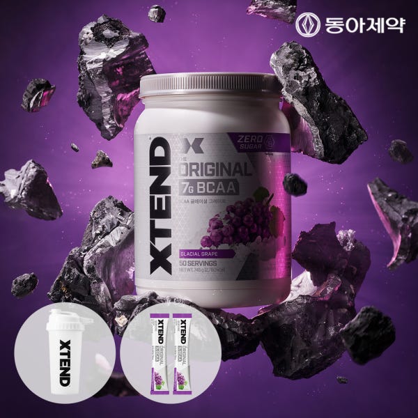 엑스텐드 제로슈가 포도맛 고함량 BCAA 7,000mg 50서빙 1통 + 2포 + 쉐이커 추가증정 XTEND 아미노산