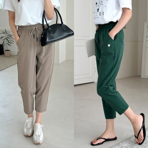 ASSENTY 아센티 여름 여성 아이스 스판 밴딩 트레이닝 8부 바지 378