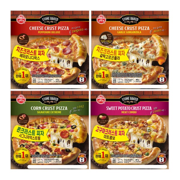 [슈퍼적립] 오뚜기 크러스트 피자 4종 고르곤졸라+시그니처 익스트림+페퍼로니 디럭스피자+미트콤보