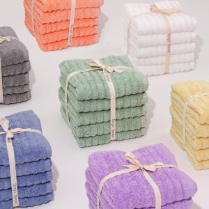 [네이버단독] 테리파머 고중량 200g 웨이브 볼륨 고급 호텔 수건 5장+5장 샤워 페이스 타올 목욕 답례품 타월