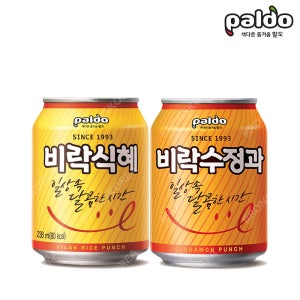 팔도 비락식혜 238ml X 12캔 + 비락수정과 238ml X 12캔(1박스) 식혜 전통음료 캔음료