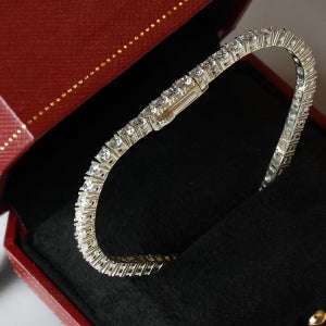 라퐁텐 화이트라벨 실버 925 노에 프롱세팅 3mm 라운드 큐빅 테니스 팔찌