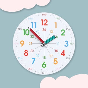 무소음 어린이 교육용 시계 24시간 스터디 A타입 아이방 벽시계