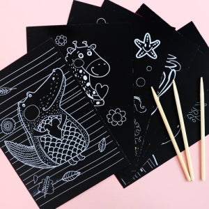 파스텔클레이 펜 스크래치 페이퍼 6개입 3종 택1 미술놀이 컬러링 보드