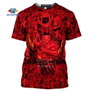 3D 프린트 티셔츠 남자 여름 반팔티 여성 악마 악수 공포 인쇄 하라주쿠 남성 신상 힙합