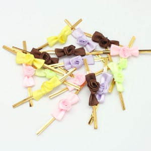 베이커리 선물포장 빵끈 봉지끈 포장 장미 리본 타이 100매