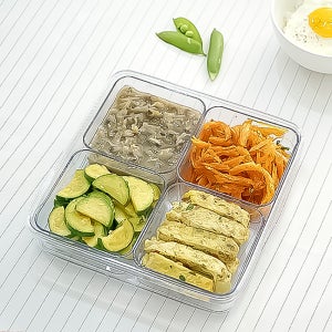 스카이락 정 인케이스 점보 밀폐용기 나눔 반찬통 4칸 전자레인지용기 4구 1700ml 1호