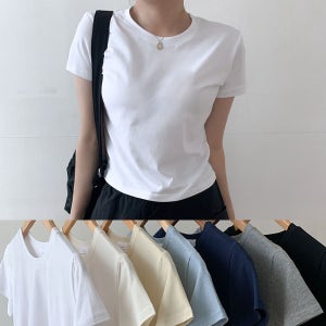 자체제작 세미크롭티 여성흰티 반팔 여성쿨티셔츠