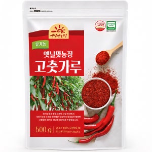 26년산 옛날맛농장 유기농고춧가루 500g(순한맛,보통매운맛,토종수비초)