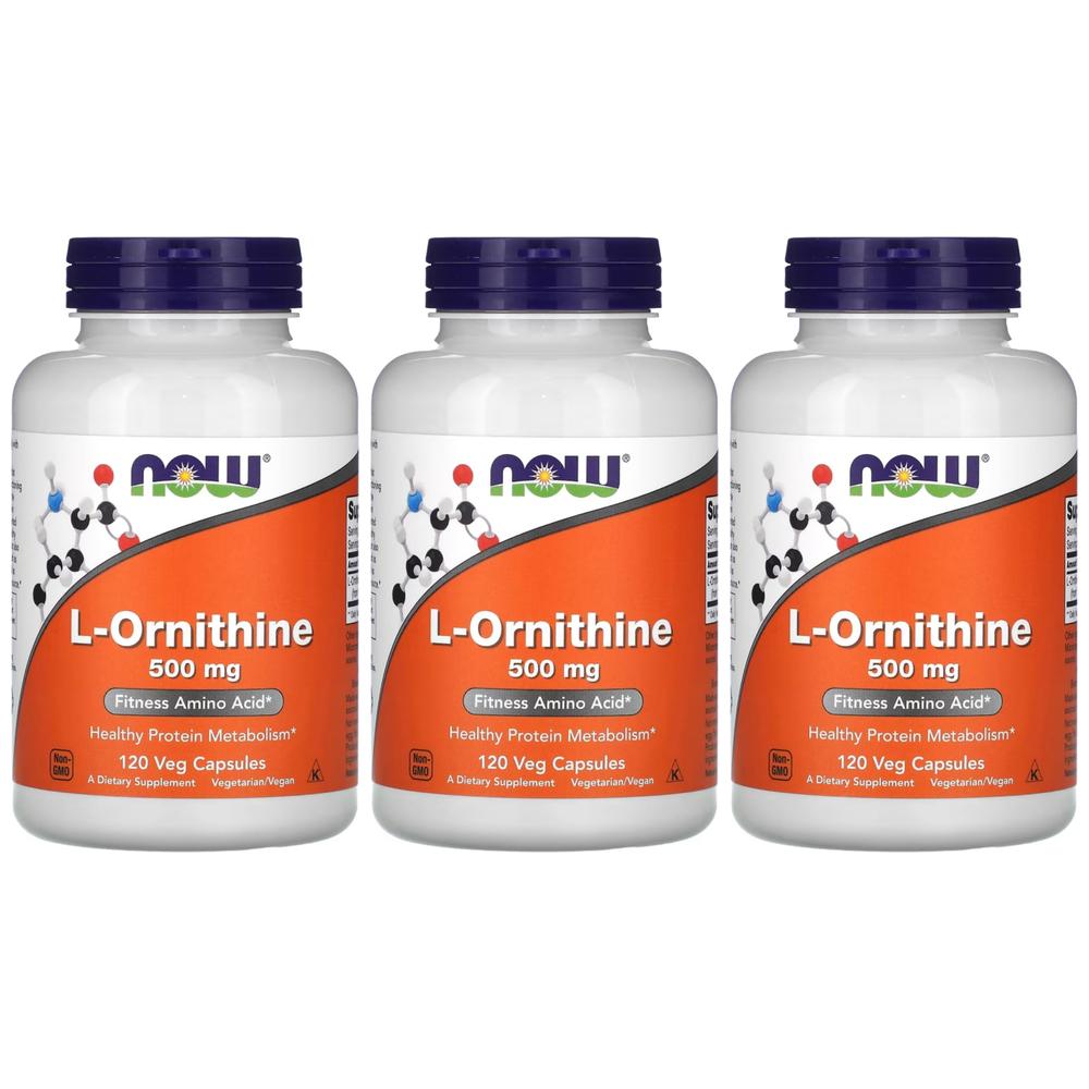 NOW FOOD L Ornithine <b>오르니틴</b> 염산염 아미노산 500mg 120캡슐 3개