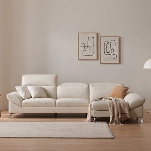 삼익가구 애버딘 헤드틸팅 천연면피 소가죽 소파 스툴포함, 아이보리, 4인용