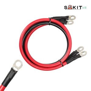 인버터 실리콘 케이블 6AWG+M8 자동차 배터리 접지 와이어 연결 (0.5m, 1m)