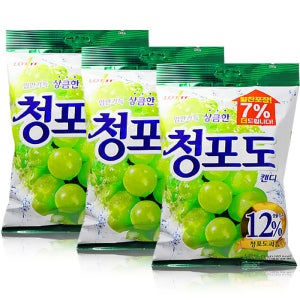 롯데제과 청포도캔디 대323g x 3개, 사탕 간식