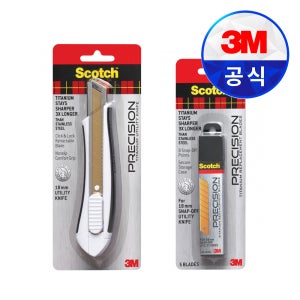 3M 스카치 티타늄 18MM 커터칼+커터칼 리필 대형 세트