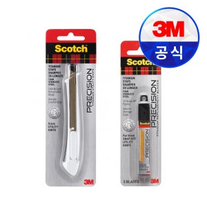 3M 스카치 티타늄 9MM 커터칼+커터칼 리필 소형 세트