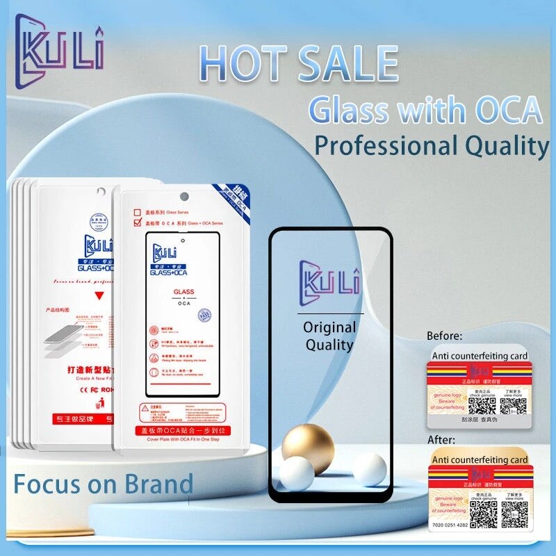 <b>KULI</b>-휴대폰 LCD 전면 스크린 교체 외부 유리 렌즈 터치 샤오미 5 노트 10 수리 도구용 OCA 포함