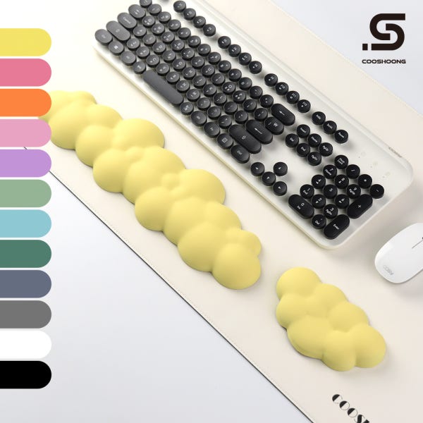 쿠슝 구름 팜레스트 키보드 손목받침대 마우스 메모리폼 38cm 세트